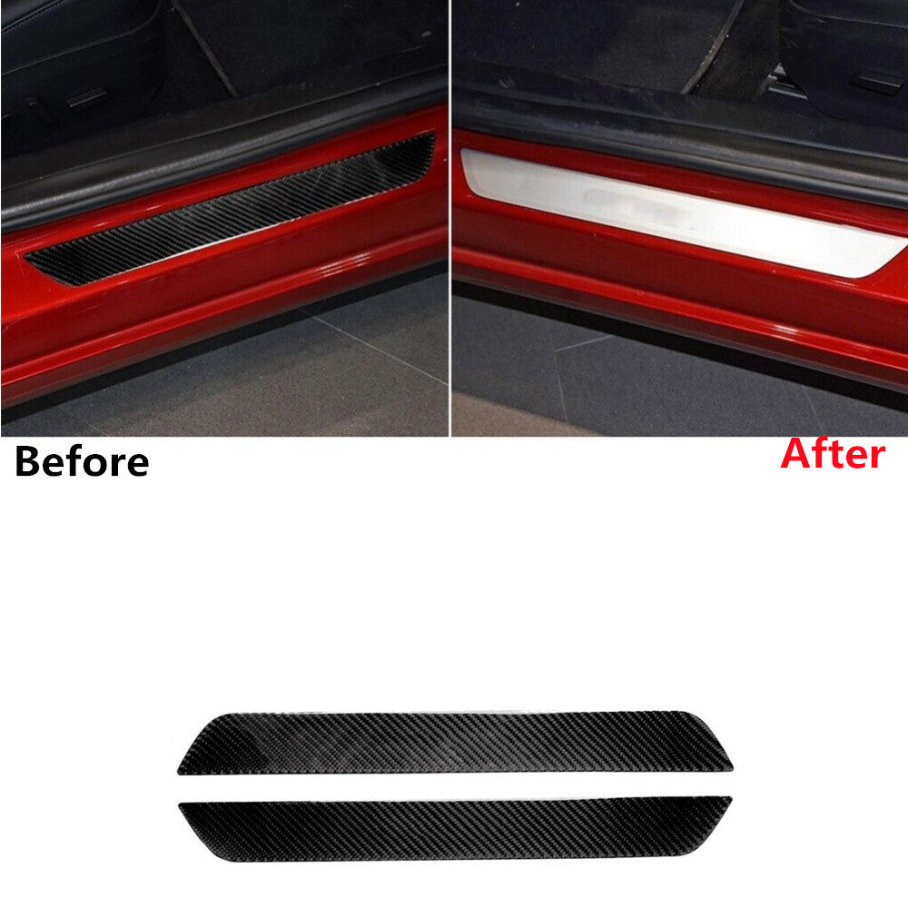 2X Carbon Fiber Front Door Sill Panel Cover Trim for Tesla Model 3/Y 2017-2022
