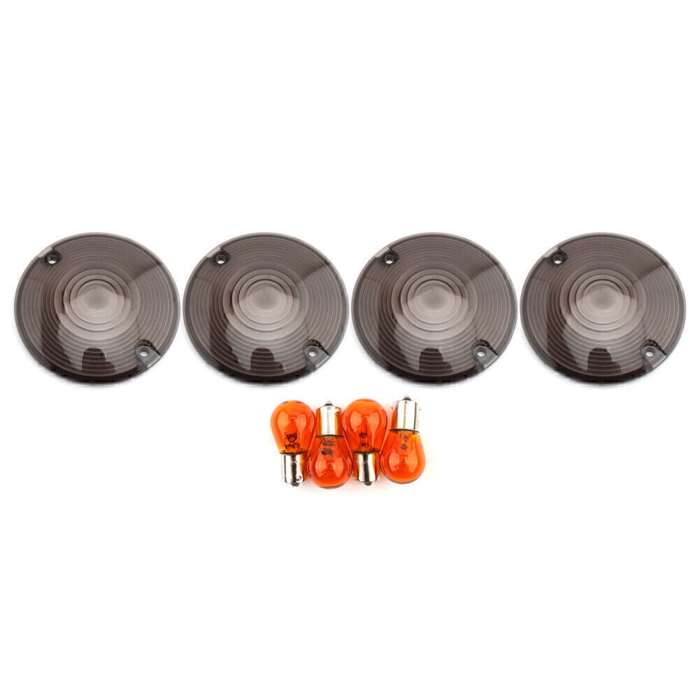 Fit for Harley Electra /Road Glide Smoked Turn Signal Light Cover Lens Amber Bulb