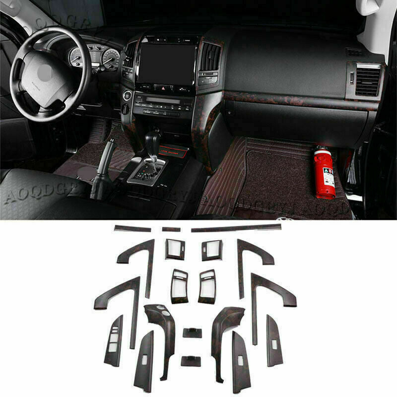 19pc Matte Wood Grain Full Dash Trim Kit Cover for Toyota for Land Cruiser 2008-2015