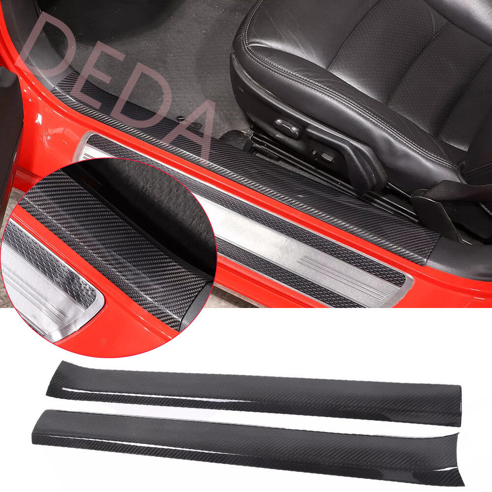 Real Carbon Fiber Inner Door Sill Scuff Guard Panel Trim for Corvette C6 2005-13