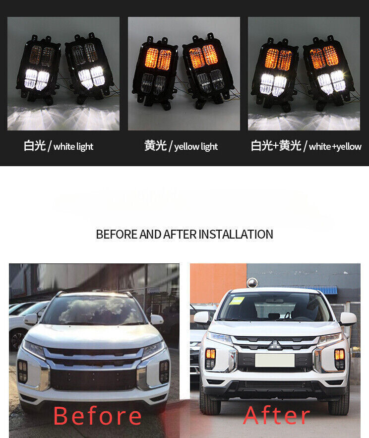 right+left Fog Light Front Bumper Light for Mitsubishi Outlander Sport/ASX 2021