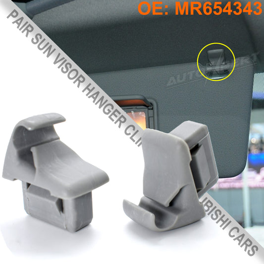 2pcs Sun Visor Clip Holder Hook Gray for Mitsubishi Lancer Outlander ASX Hanger