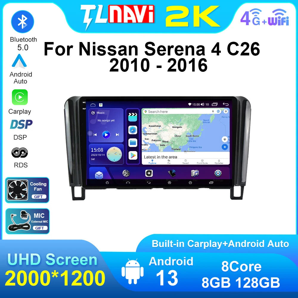 for Nissan Serena 4 C26 2010-2016 CarPlay Car Radio GPS Multimedia Player Screen