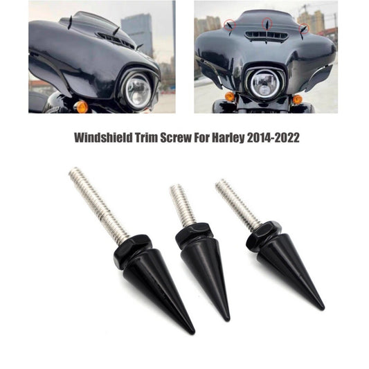 3x Black Windscreen Spike Windshield Bolt Screws Kit for Harley Electra Glide