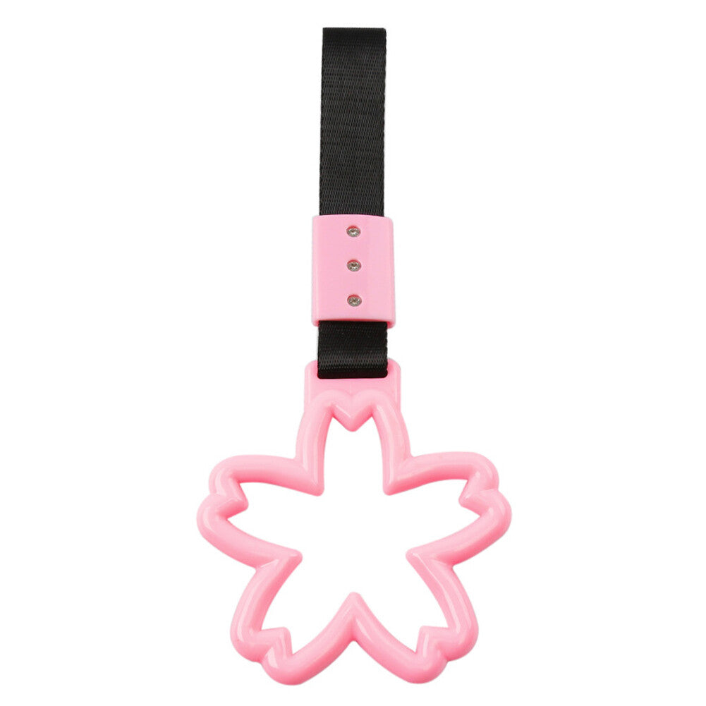 Car Cherry Shaped Ring Train Bus Handle Hand Strap Drift Charm Tools Black+pink