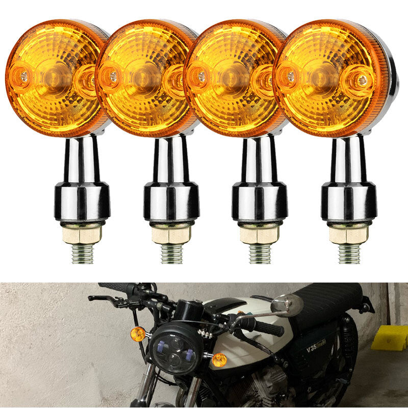 4PCS Motorcycle Turn Signal Light Blinker Indicator Light Chrome Amber Universal