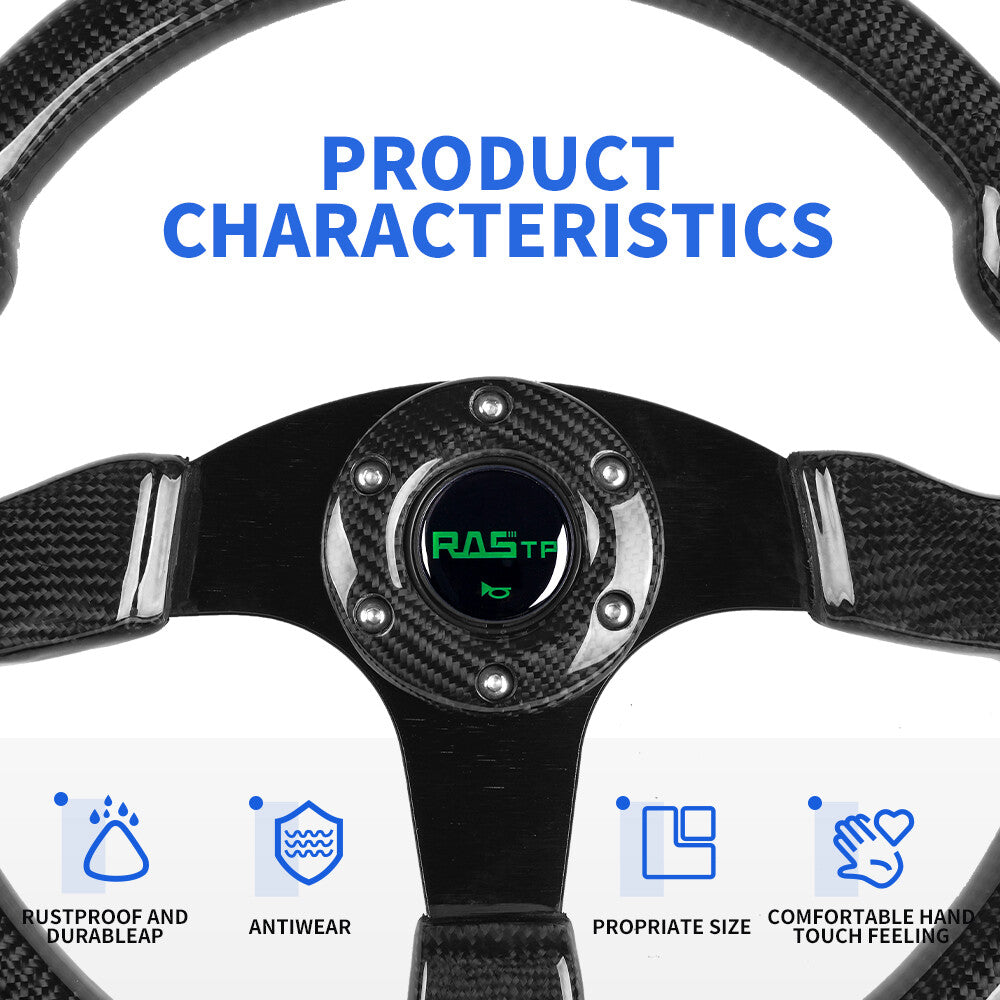 Carbon Fiber 13¡± 340mm Universal 6 Bolt Racing Drifting Sport Steering Wheel