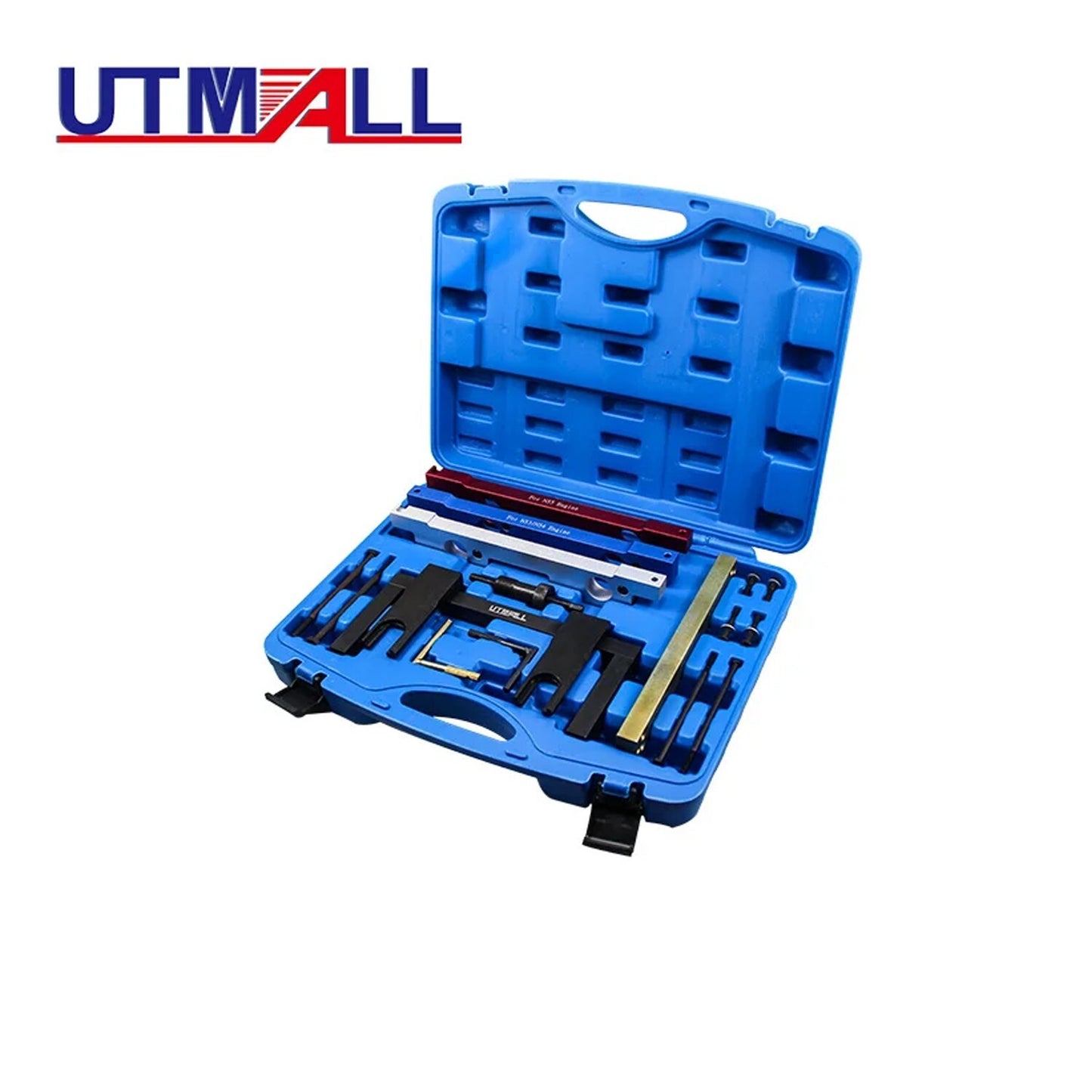Camshaft timing lock tool alignment kit for BMW N51, N52, N53, N54, and N55 engines.