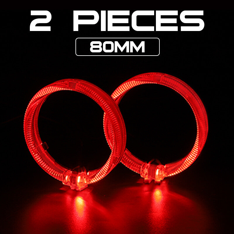 2pcs Red 80mm LED Light Guide Angel Eyes Halo Rings for Car Headlights Retrofit
