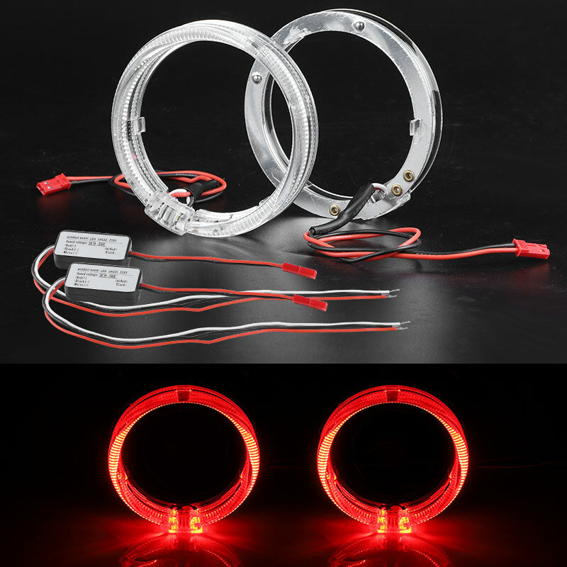 2pcs Red 80mm LED Light Guide Angel Eyes Halo Rings for Car Headlights Retrofit