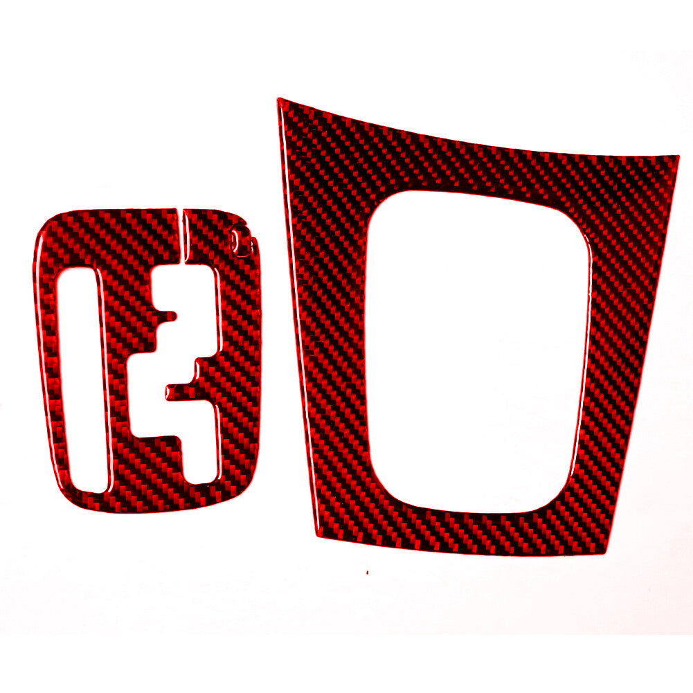 3Pcs Red Carbon Fiber Gear Shift Panel Trim Cover for Subaru Forester 2005-2008