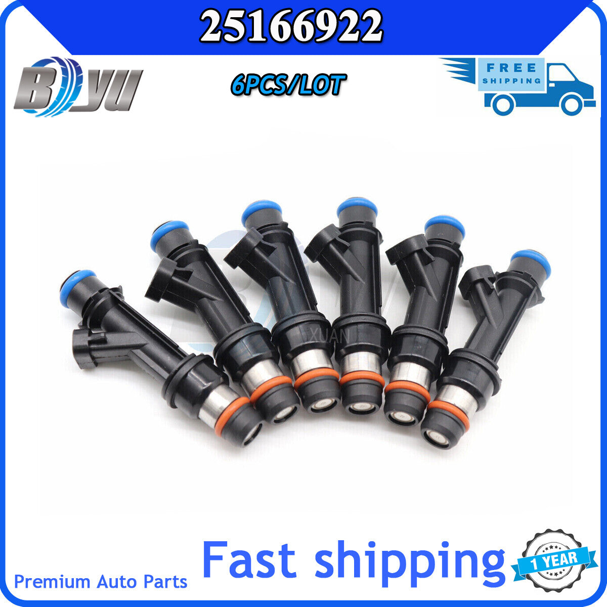 6 new fuel injectors, model 25166922, for Isuzu Rodeo, for Honda Passport, for Acura 3.2L, 3.5L V6.