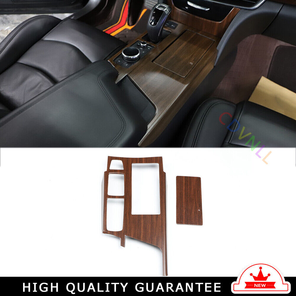 Console Gear Shift Frame Cover Trim 2X Fit for Cadillac CT6 2016-2020 Wood Grain