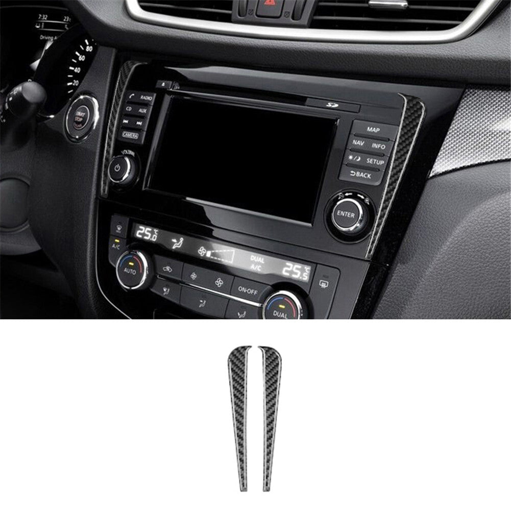 Carbon Fiber Navigation LCD Side Strips Trim Cover for Nissan Rogue 2014-2016