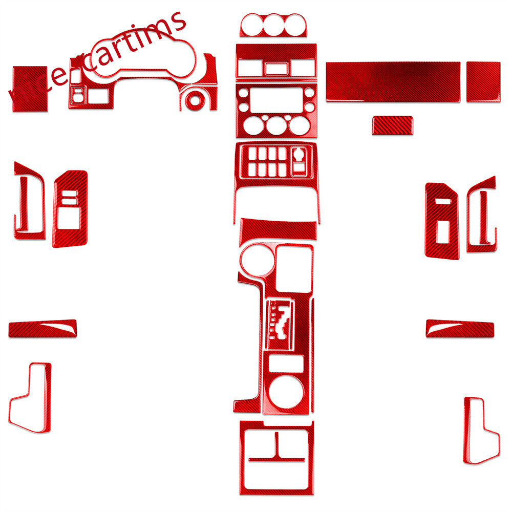 38Pcs Red Carbon Fiber Interior Full Set Trim Kits For Toyot@ FJ Cruiser 2007-21