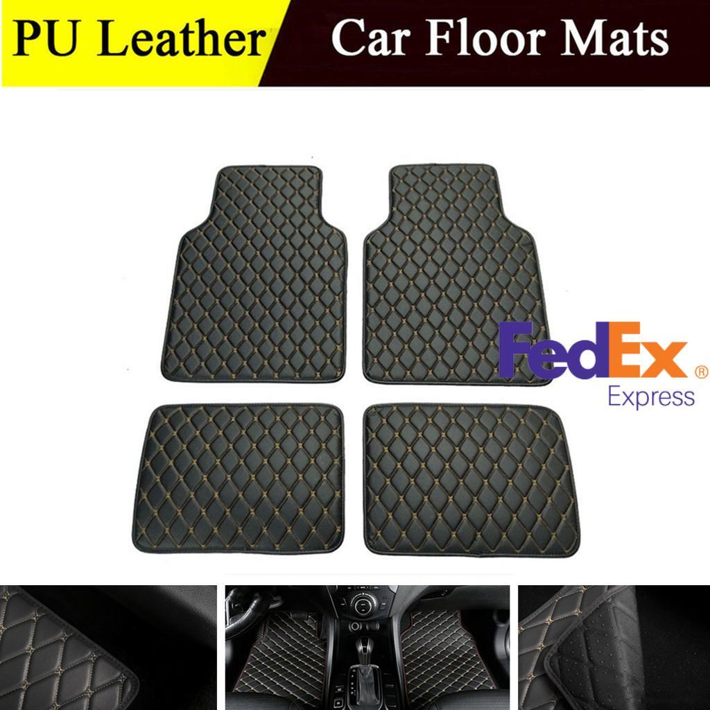 4PCS Universal Car PU Leather Floor Mat Front Rear Carpet Protect Pad Waterproof