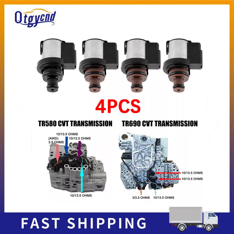 4Pcs Torque Converter Lock Up Solenoid Set for Subaru CVT TR580 TR690 2.5L