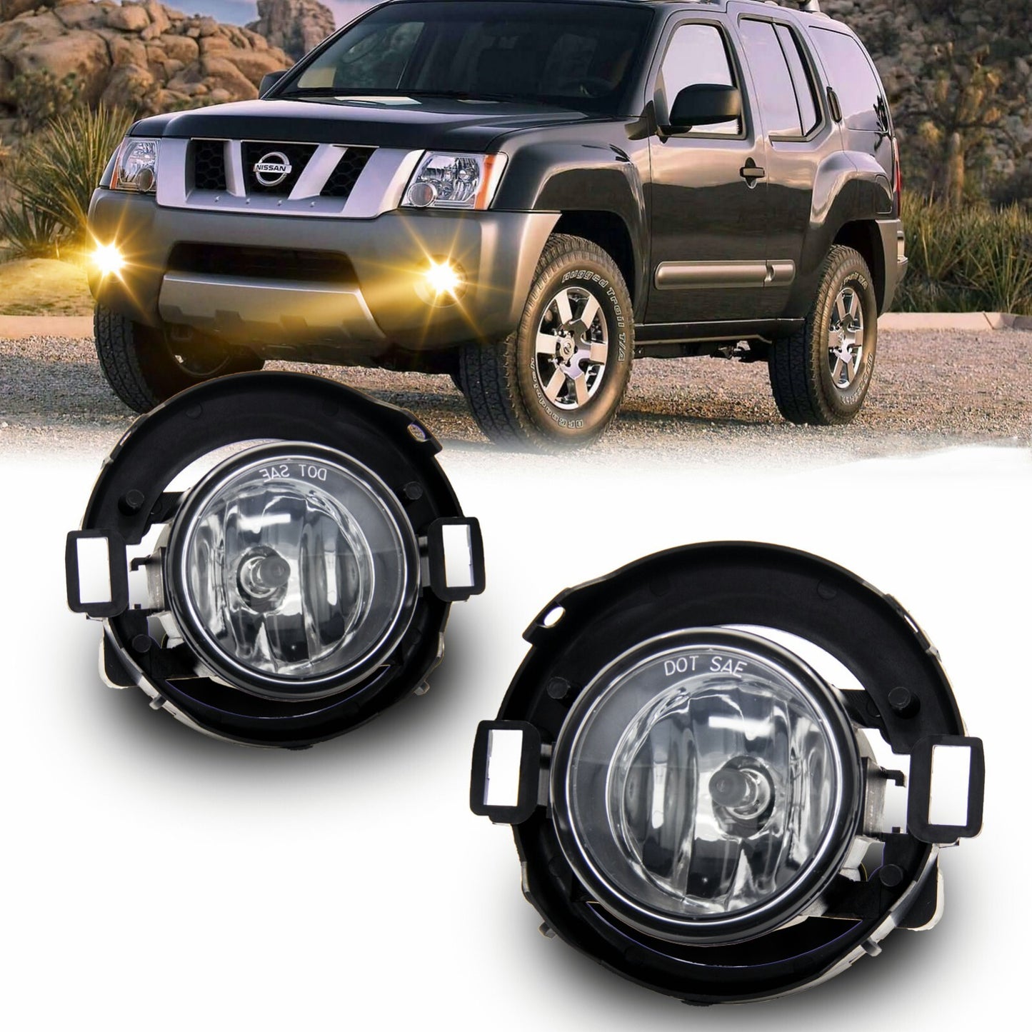 Fits 2010-2017 for Nissan Frontier Transparent Lens 1 for Front Bumper Fog Lights