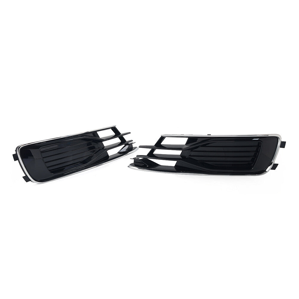 Front Lower Bumper Grille Fog Light Grill Cover With Chrome Trim for Audi A6 C7