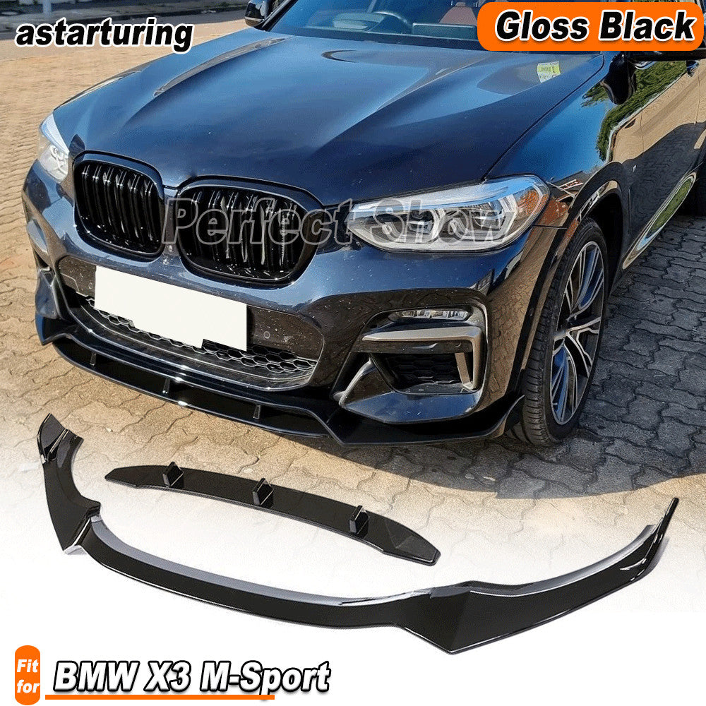 Fit for BMW X3 M-Sport 18-20 Gloss Black Front Bumper Chin Lip Spoiler Splitter