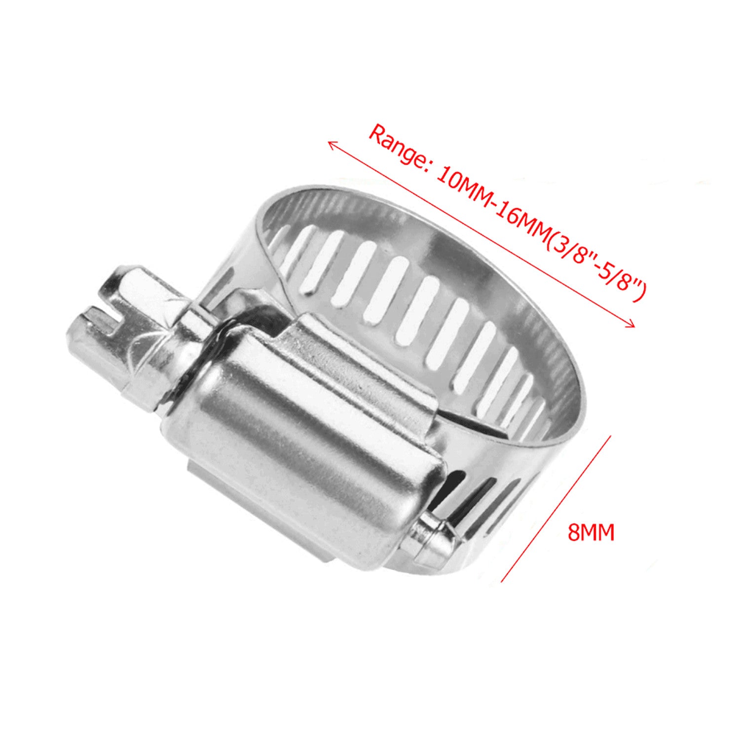 50-pack 3/8 inch - 5/8 inch Stainless Steel Adjustable Drive Hoses Fuel Clips Worm Clips