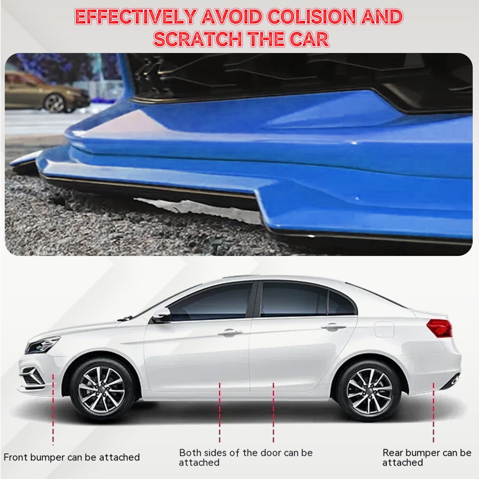 8PCS RED Universal Car Bumper Guard Anti-Scratch Scrape Protector Skid Plate DIY