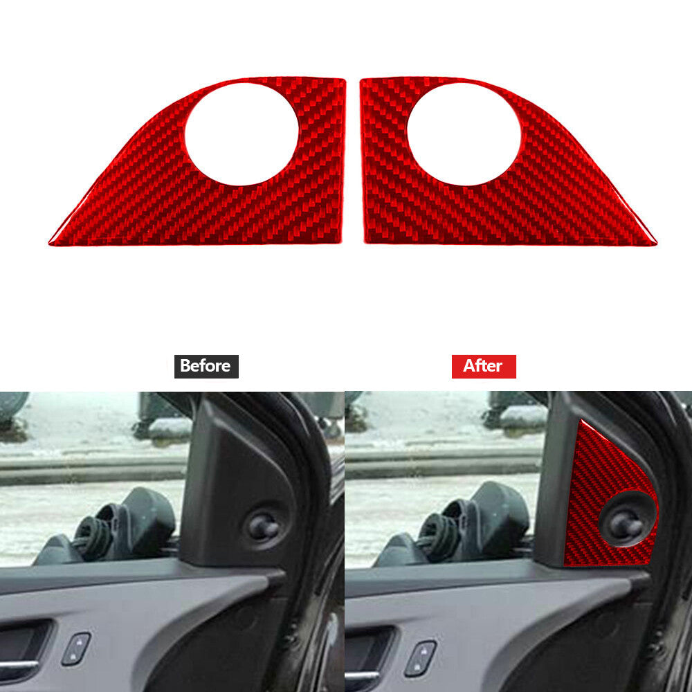 2Pcs Red Carbon Fiber Door's Pillar Cover Trim Type B for Chevrolet Sonic 12-16