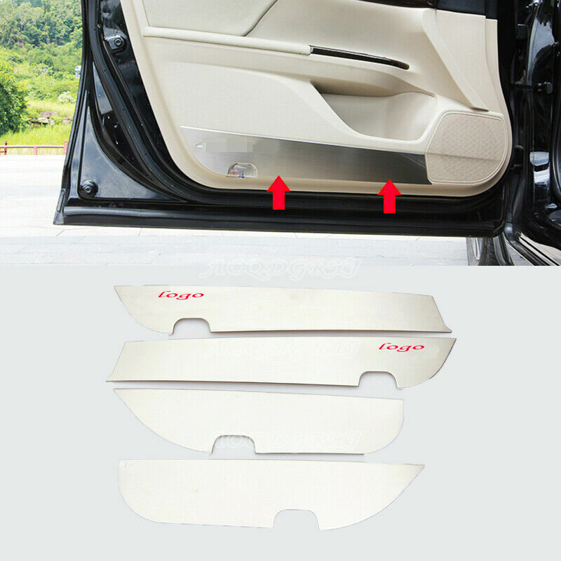 4P Silver Inner Door Anti-Kick Pad Panel Cover for Honda Accord Sedan 2014-2017