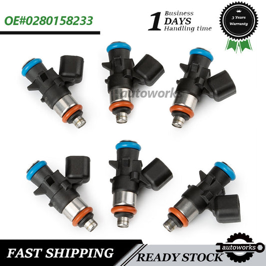 6pcs Fuel Injectors 5184085AC for Chrysler for Dodge for Ram for Jeep 3.6L 0280158233 11-17