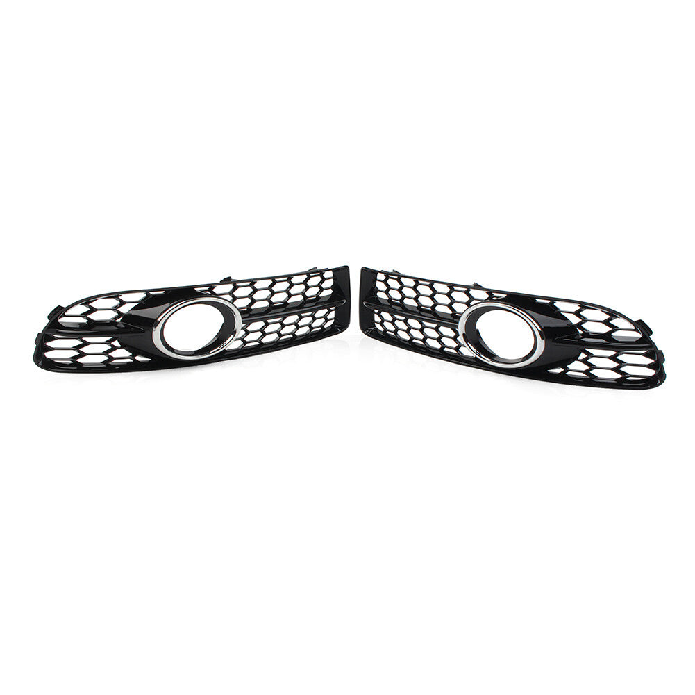 Pair Bumper Honeycomb Mesh Fog Light Grille Cover for Audi A4 B7 S4 05-08