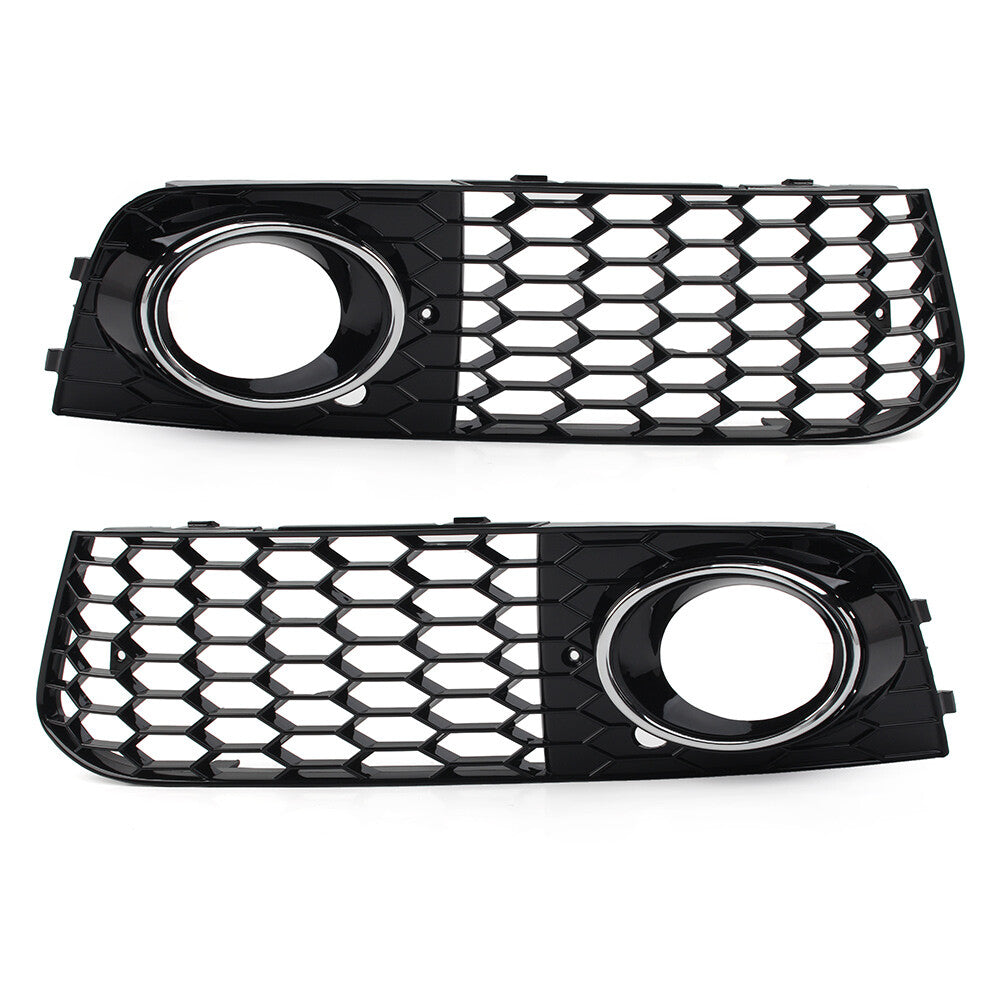 Silver honeycomb hexagonal mesh fog light protectors for Audi A4 B8 2009-12 2011 2010