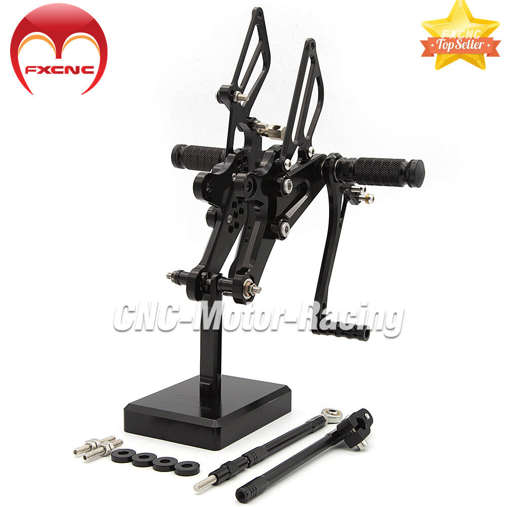 CNC-machined rear wheel footrest and foot pedals for Honda CBR125R (2011, 2012, 2013, 2014, 2015).