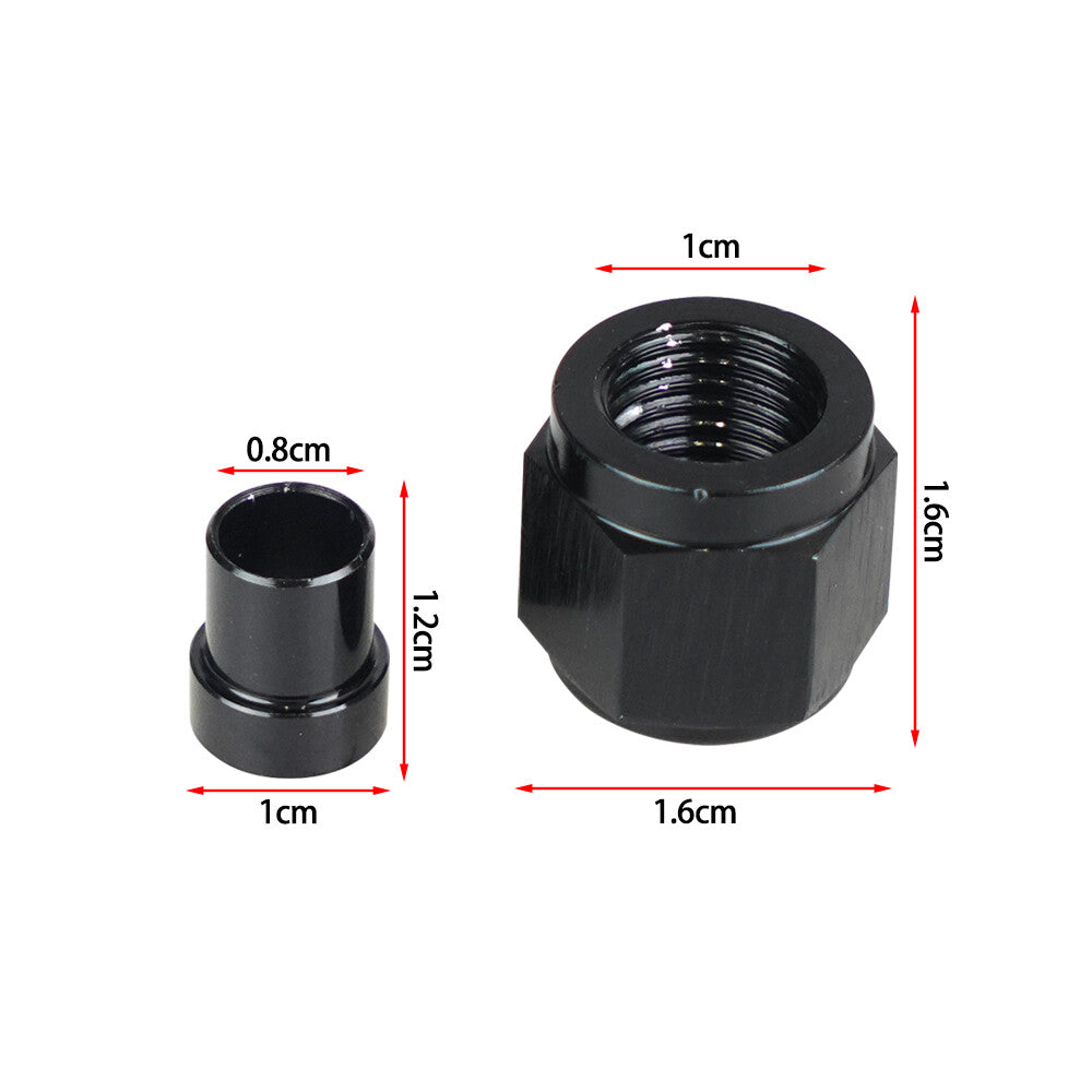 4AN Hard Wire Conduit Nut and Sleeve Fitting Adapter for 1/4 Inch Hard Wire Aluminum Black