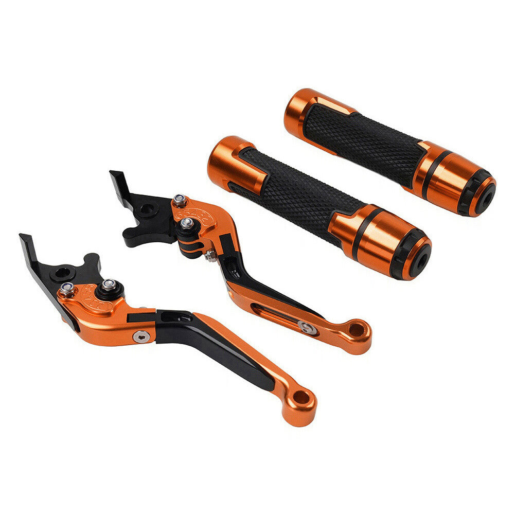 FIT for Kawasaki Folding Extendable Brake Clutch Lever Handlebar Grip Set