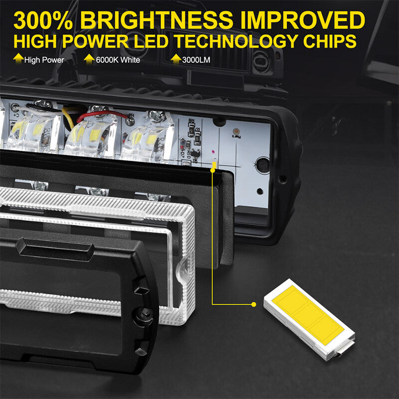 2X 6inch LED Work Light Bar Spot Pods Fog Lamp Off Road 7D Driving Truck 4WD SUV
